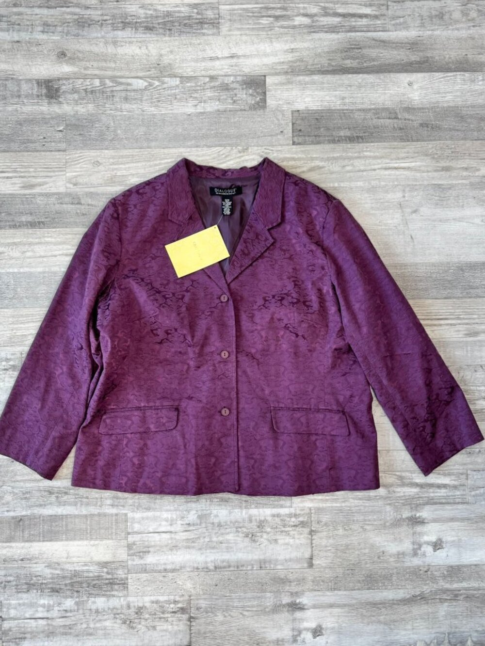 Dialogue QVC NWT Purple Floral 3-Button Blazer Women's 24W E3